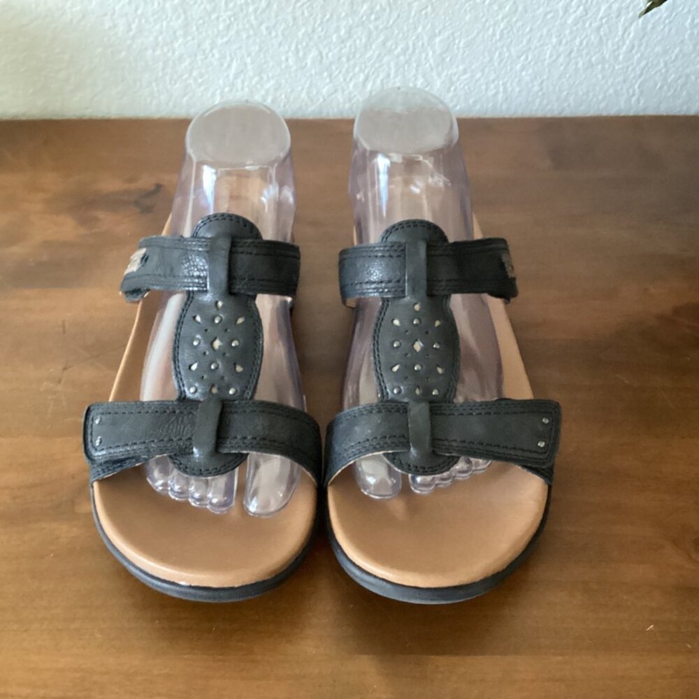 Cobb Hill Rubery Leather Sole Slide Black Hook & Loop Women’s Sandals Size 10 M